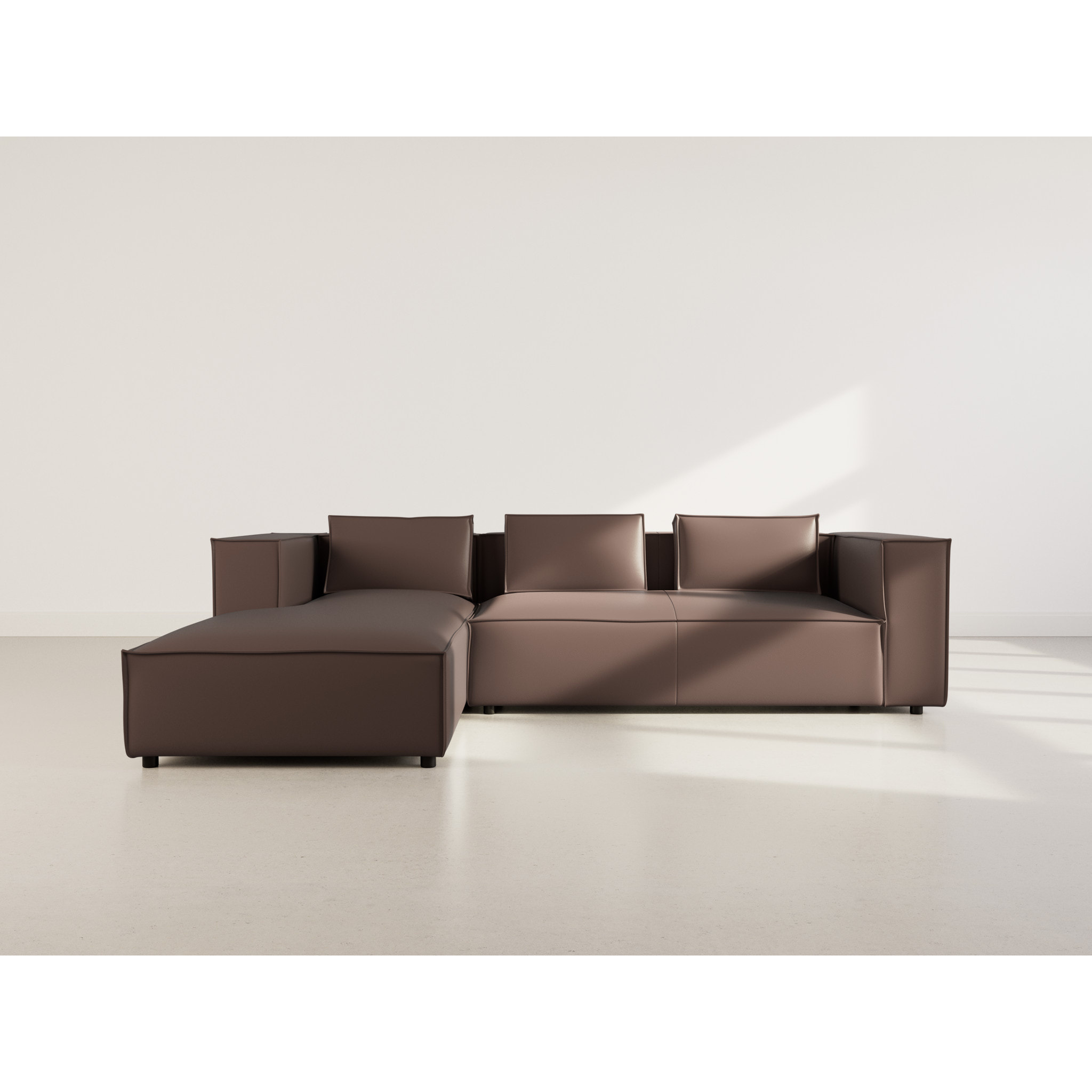 Stella - canapé d'angle gauche 4 places en simili - Marron