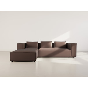 Stella - canapé d'angle gauche 4 places en simili - Marron