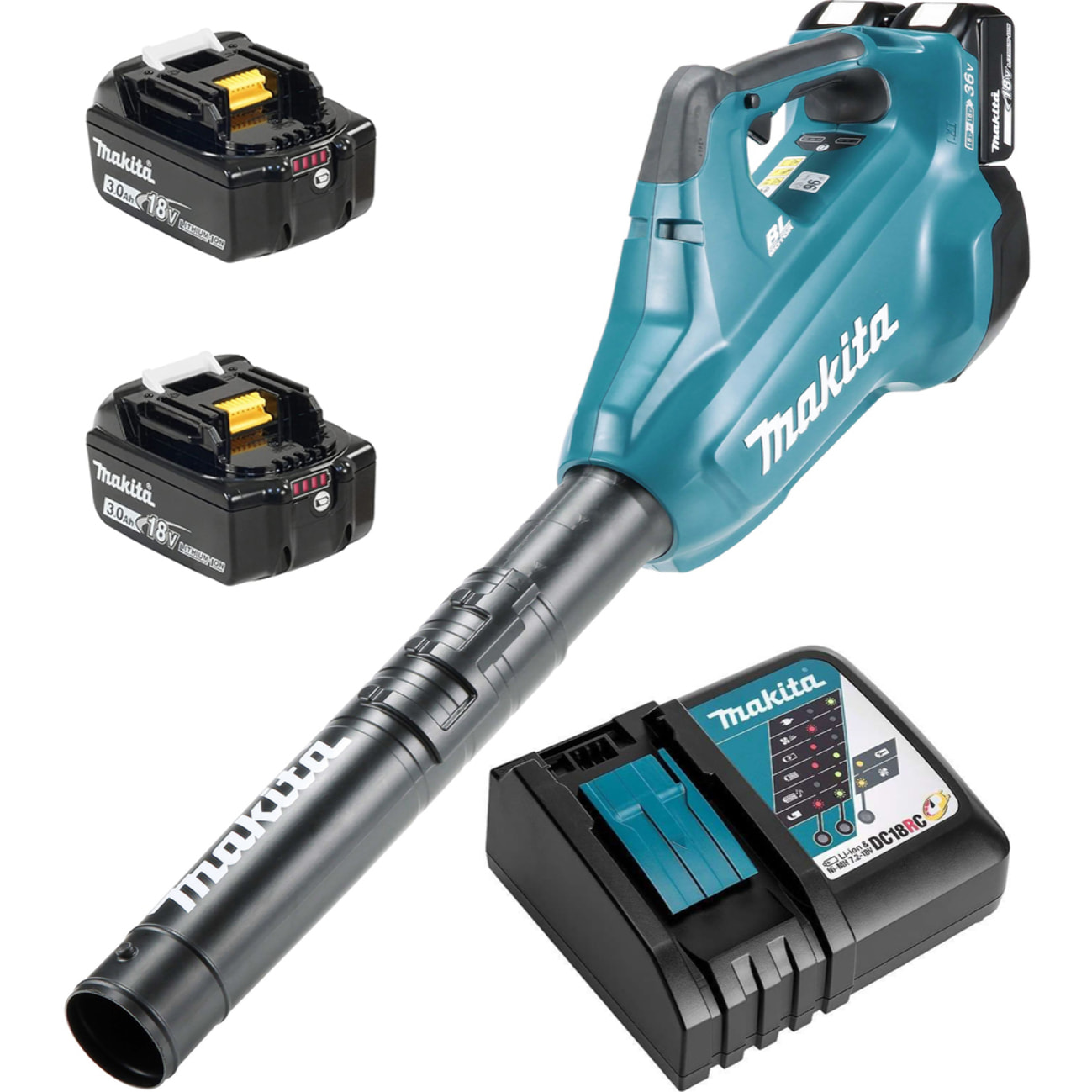 Souffleur haut débit 36V (2x18V LXT) - MAKITA - avec 2 Batteries 18V 3Ah + chargeur rapide - DUB362RF2