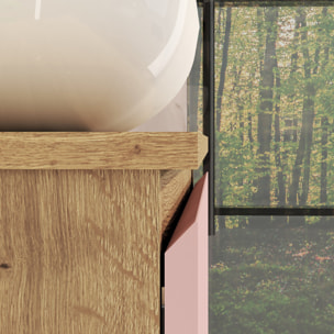 Ensemble de Salle de Bain Nia | Meuble Suspendu | 70 cm Rose | Deux Tiroirs |Lavabo sur Plan | Miroir non inclus | Meuble Monté | Alday