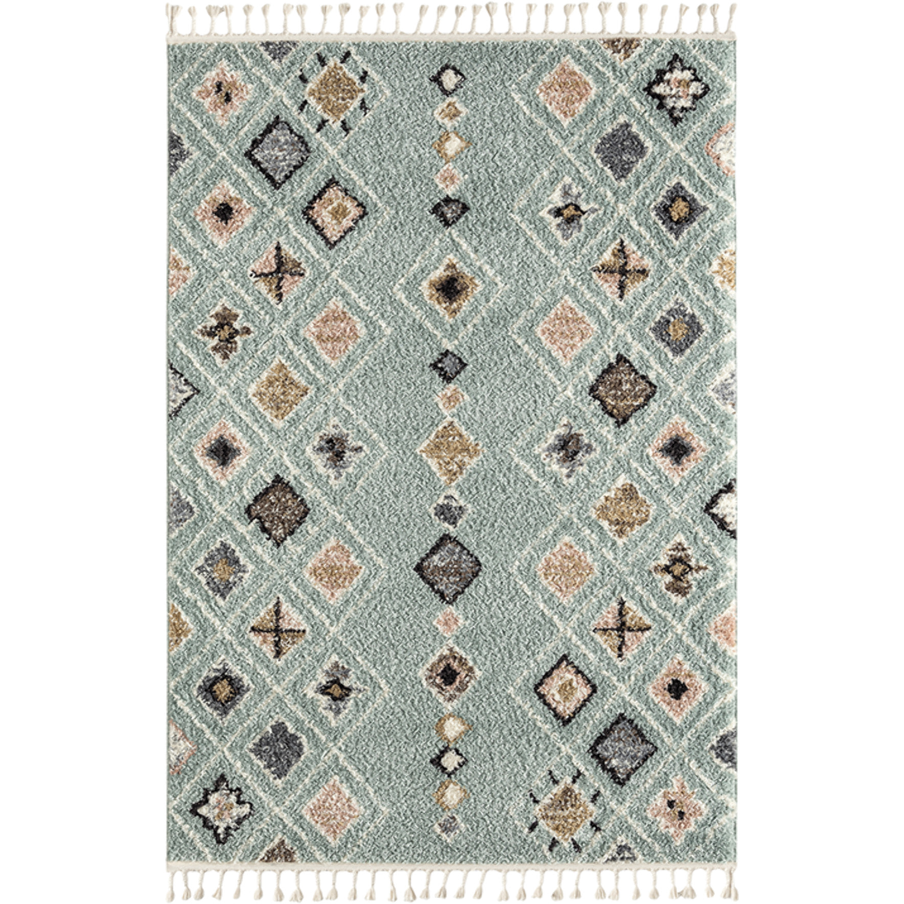 Delya - tapis salon design berbère coloré en laine artificielle, turquoise