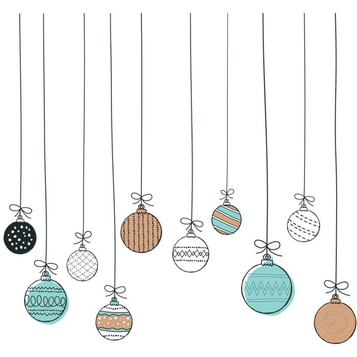 Sticker Noël guirlande boules de noël - Autocollants stickers adhésifs noël - décoration fêtes
