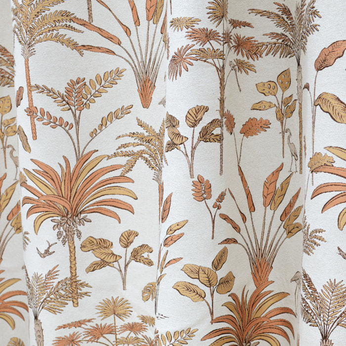Rideau Jacquard exotique motif palmier - Terracotta