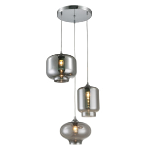 TOMASUCCI Lampadario 3 luci SAKY SMOKED MIRROR Grigio