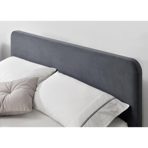 Lit avec led 160 x 200 cm en velours gris ALICANTE