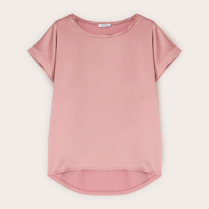 Motivi - Camiseta bimaterial mezcla de algodón - Rosa