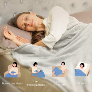 Manta Eléctrica Grande, Manta Térmica Sofá, 180x130 cm, Tejido Suave, 10 Niveles de Temperatura, Temporizador, Lavable en Lavadora, Protección contra Sobrecalentamiento, Pantalla LED, Gris
