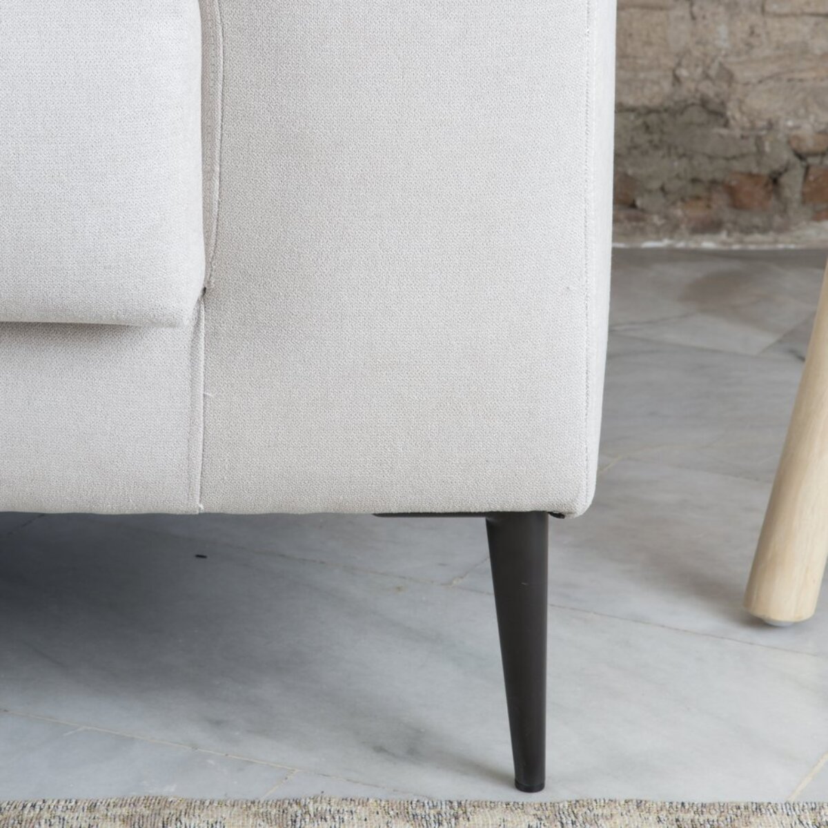 Canapé Jagger -textile, mousse pu, bois et panneau de particules-couleur beige 212 x 105 x 90 cm