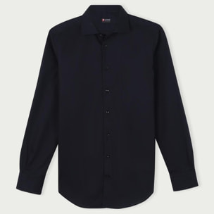 Camicia Uomo 1 Bottone Francese Slim Cotone Unito Nero