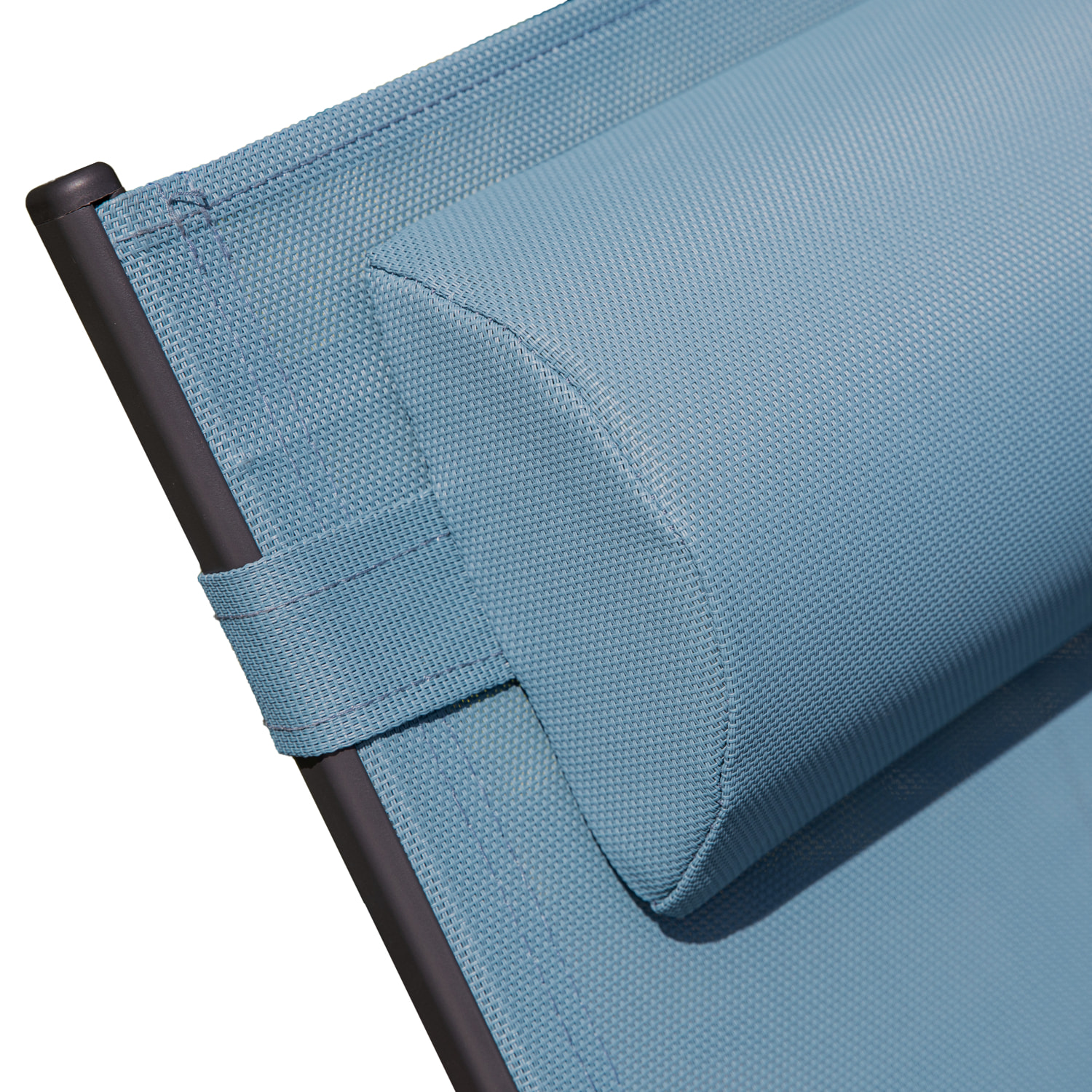 Lot de 2 transats GALAPAGOS en textilène bleu gris - aluminium gris anthracite