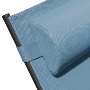 Lot de 2 transats GALAPAGOS en textilène bleu gris - aluminium gris anthracite