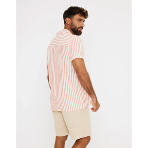Camisa Rayas Manga Corta Rojo - Rayred