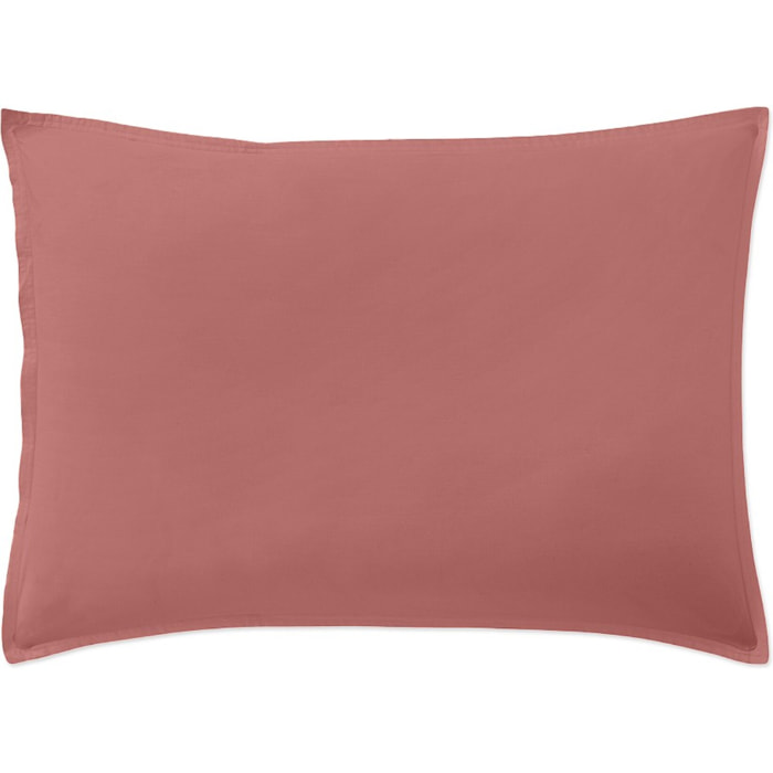 Paire de Taies d'oreiller percale de coton vieux rose