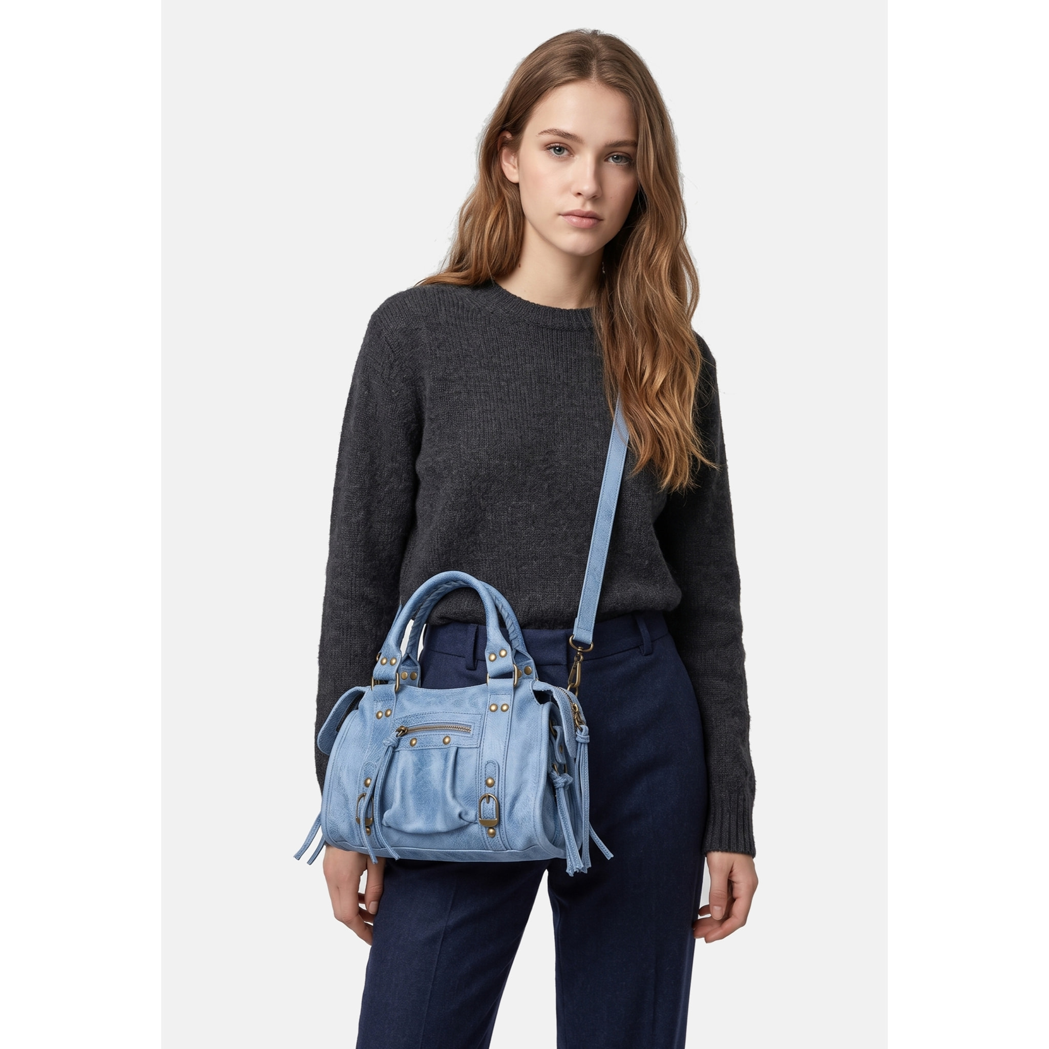 Borsa a spalla da donna - Modello Erisia - Vera pelle - 25.0 x 15.0 x 10.0 cm