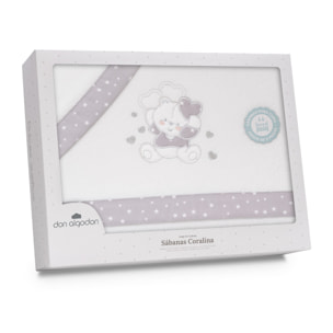 Triptico Minicuna Coralina D. Algodon Oso Corazones Bco/Gris