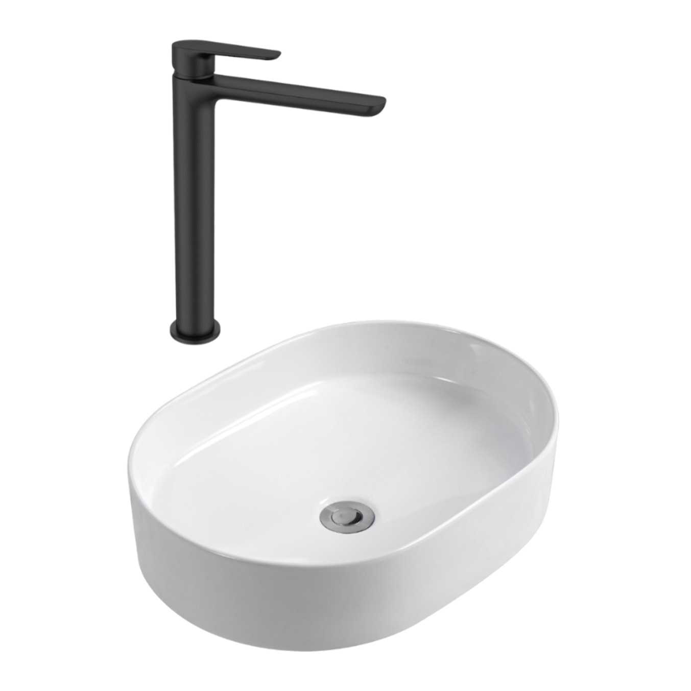 PixL 50x36,5x12 cm vasque à poser + Swiss Aqua Technologies Mood mitigeur lavabo XL + Ceramia PixL bonde (CEPX50SAT285C)