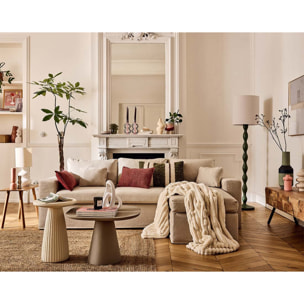 Housses en velours pour canapé Calgary d'angle 3 places + 1 pouf - Beige
