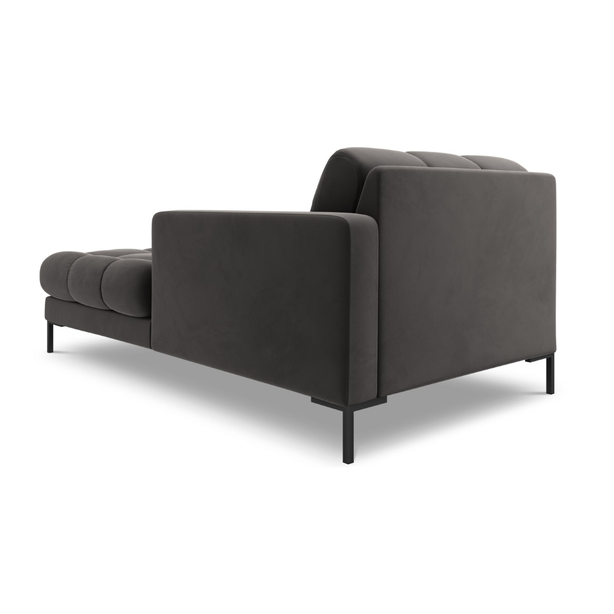 Méridienne droite "Bali" en velours gris foncé