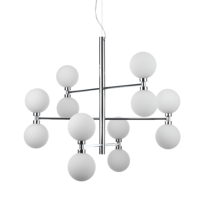 Suspension Tomasucci ALYCIA B, en acier et verre, blanc