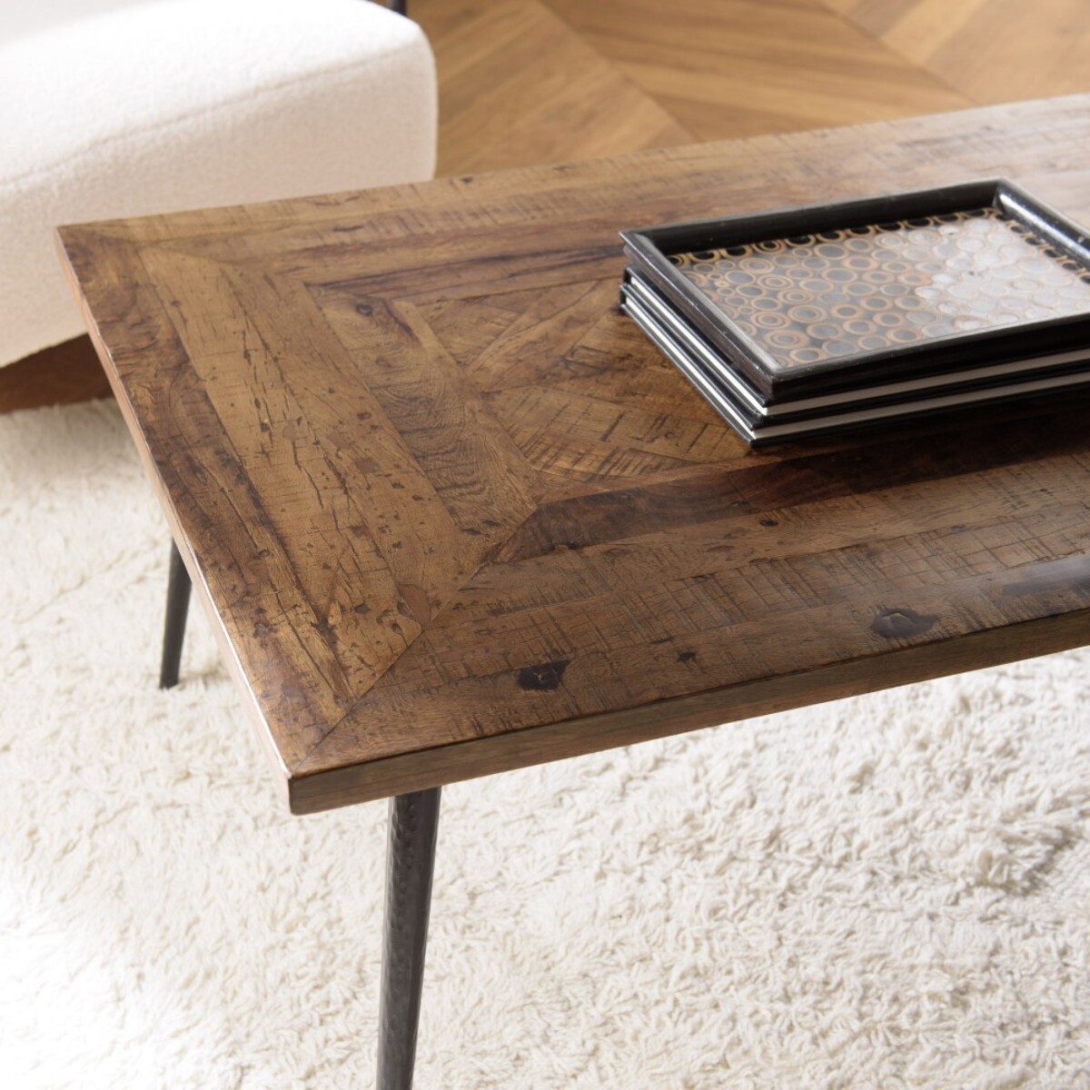 KIARA - Table basse rect. 135x70cm formes géométriques