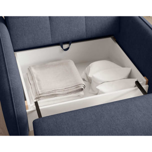 Michelle - fauteuil convertible avec coffre en velours - Bleu