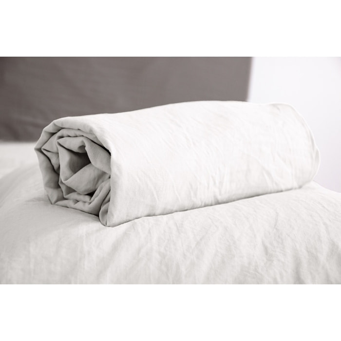 Drap Housse Microfibre Lavee - Bonnet 28cm Blanc