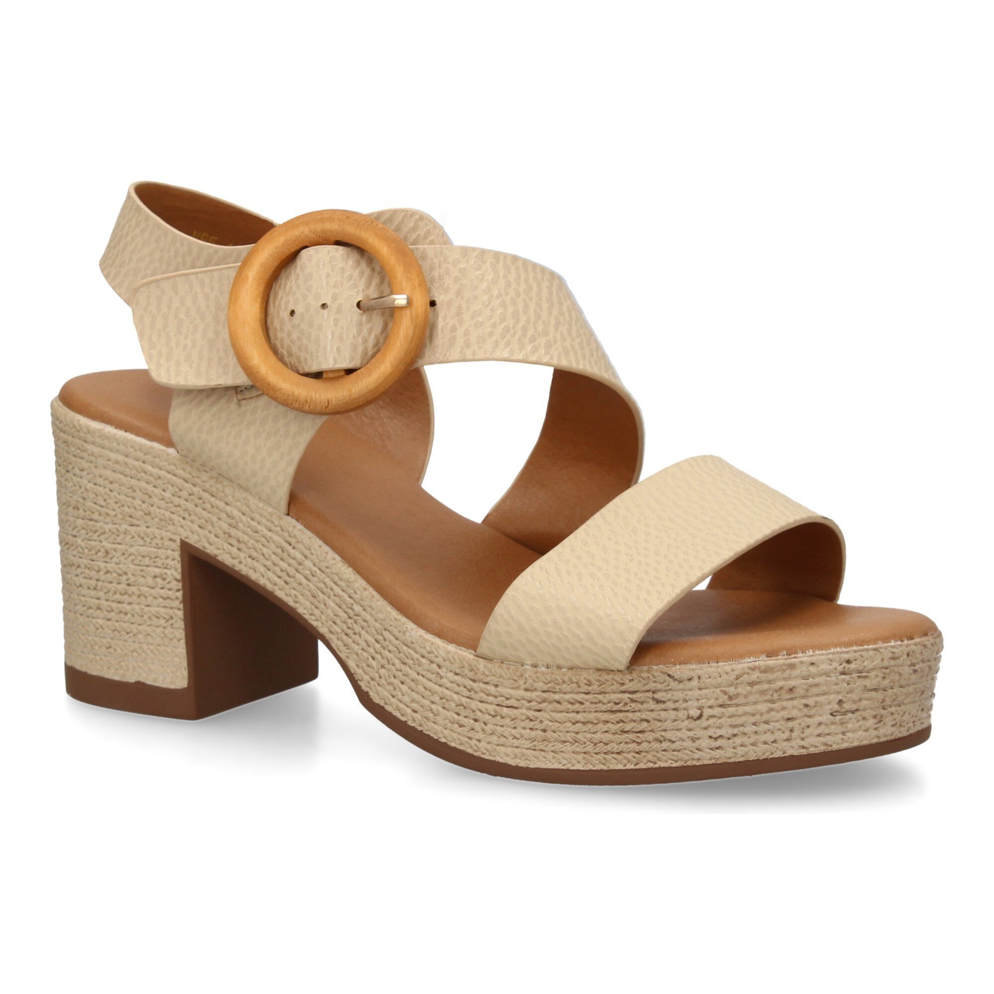 Sandalia de tacon para mujer diseño moderno elegante y comodo con tiras cruzadas en el talon.