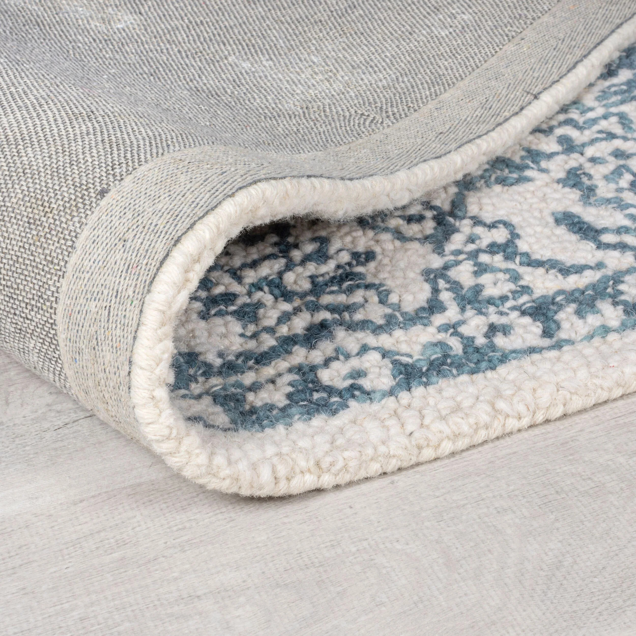 Tapis en laine YASMIN Ivoire/Bleu