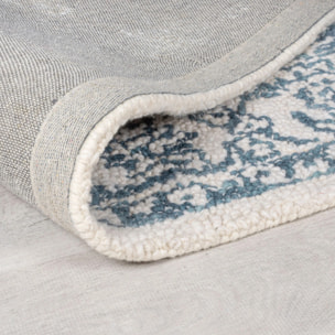 Tapis en laine YASMIN Ivoire/Bleu