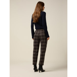 Oltre - Pantaloni check - Marrone