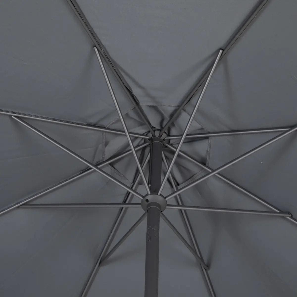 Parasol droit rond "Loompa" ardoise 3m en aluminium
