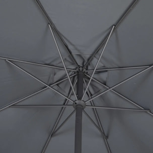 Parasol droit rond "Loompa" ardoise 3m en aluminium