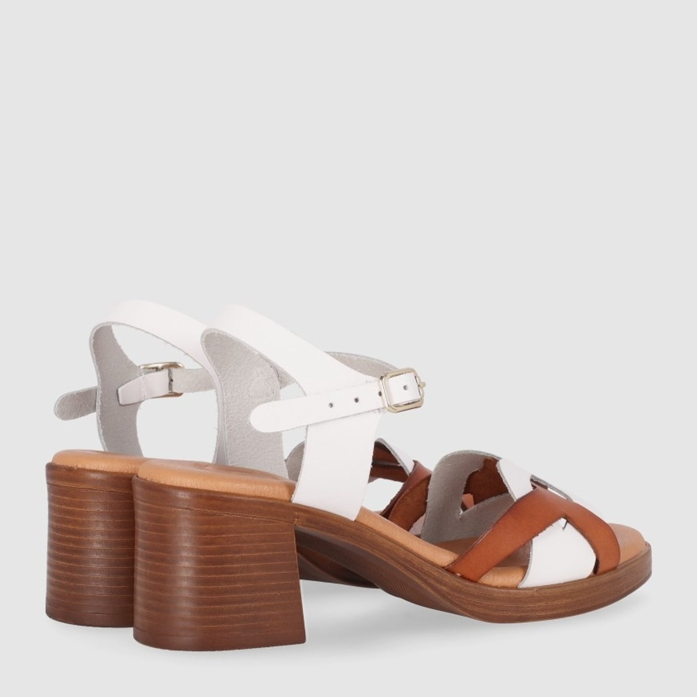 Sandalias de Piel - Multi-Blanco - Tacón: 5 cm