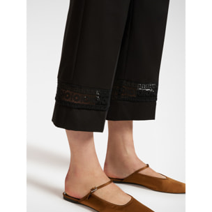 Elena Mirò - Pantalón cropped con borde bordado - Negro