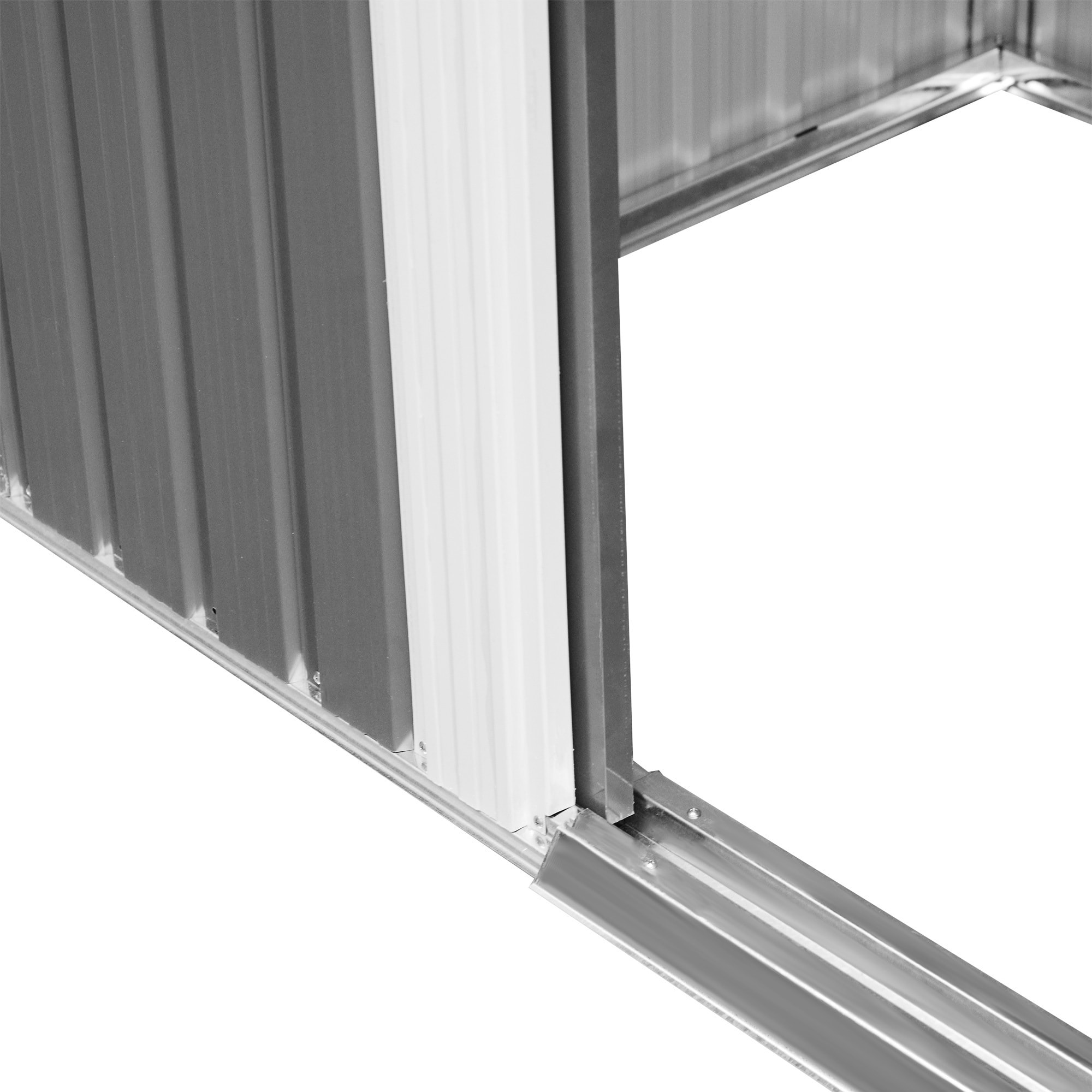 Cobertizo de Jardín Exterior 4,5 m² 260x194x200 cm Caseta de Jardín Exterior Metálica con Paneles Frontales Transparentes y 2 Puertas Corredizas para Almacenamiento de Herramientas Gris