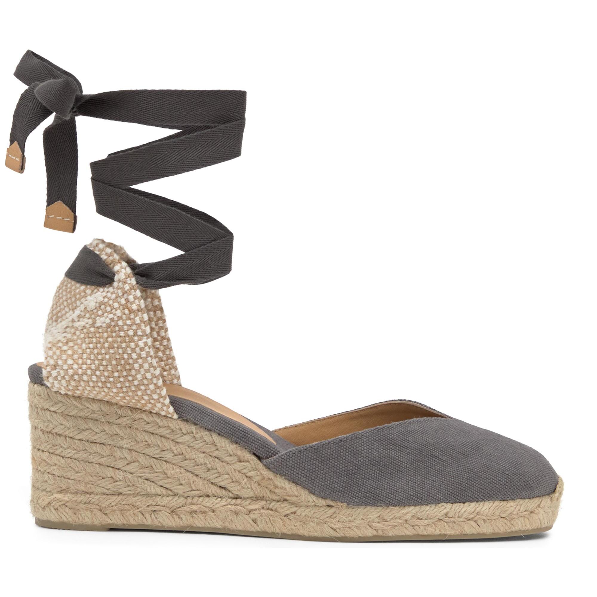 Alpargata de cuña Chiara en algodón orgánico lavado con cierre de cintas