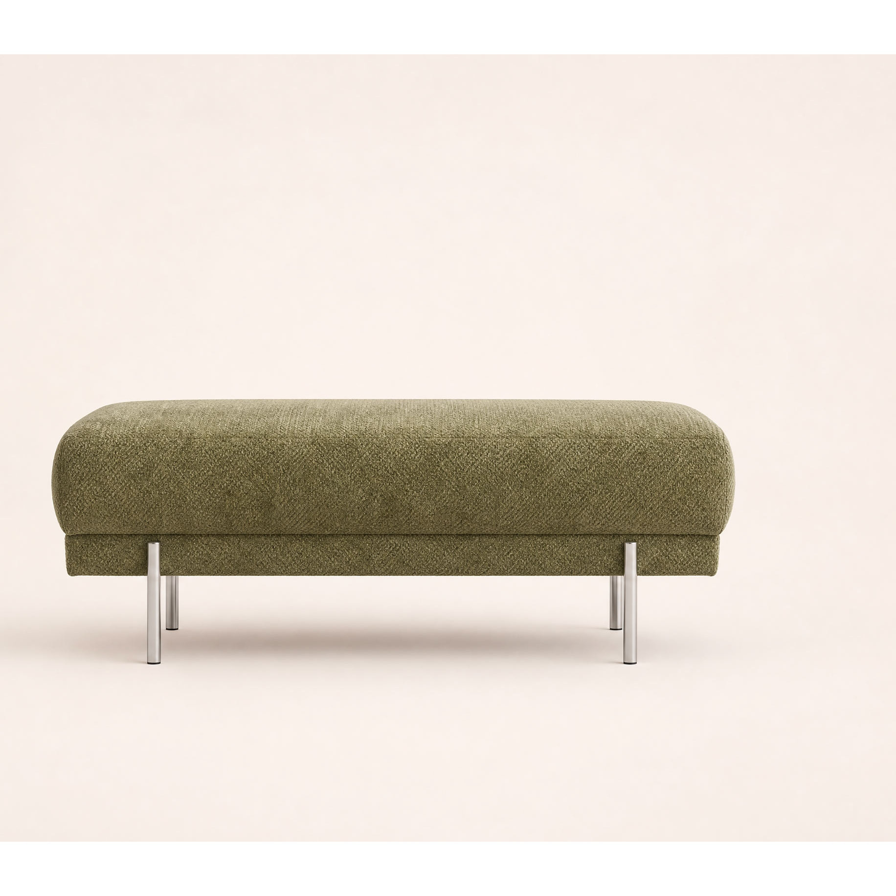 Gabin - pouf en velours texturé - Vert Kaki