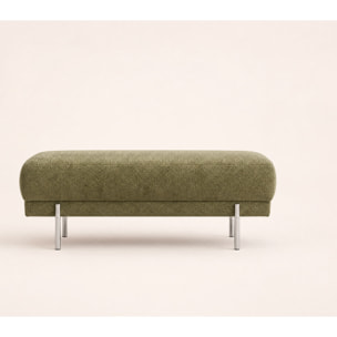 Gabin - pouf en velours texturé - Vert Kaki
