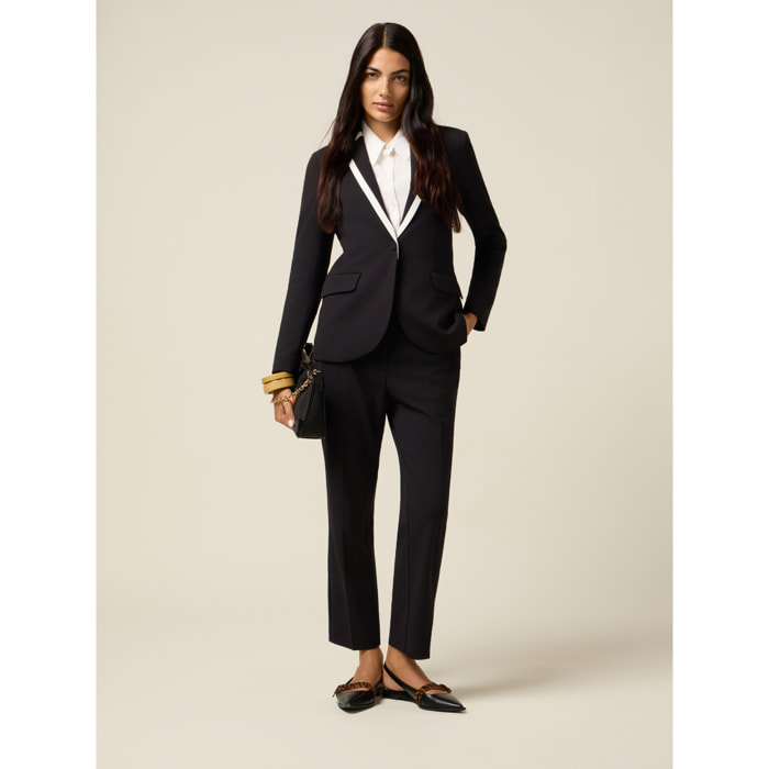 Oltre - Pantaloni a sigaretta con profili a contrasto - Nero