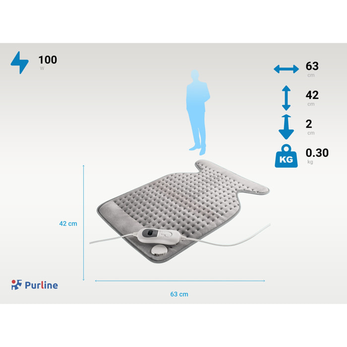 Almohadilla eléctrica 100W gris 63x42cm WARMER PAD BACK PURLINE