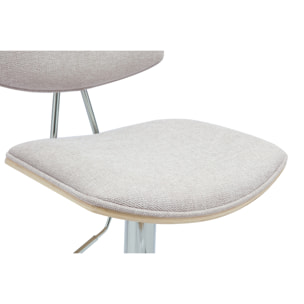 Tabourets de bar design réglables en tissu effet velours texturé beige et métal (lot de 2) VASCO