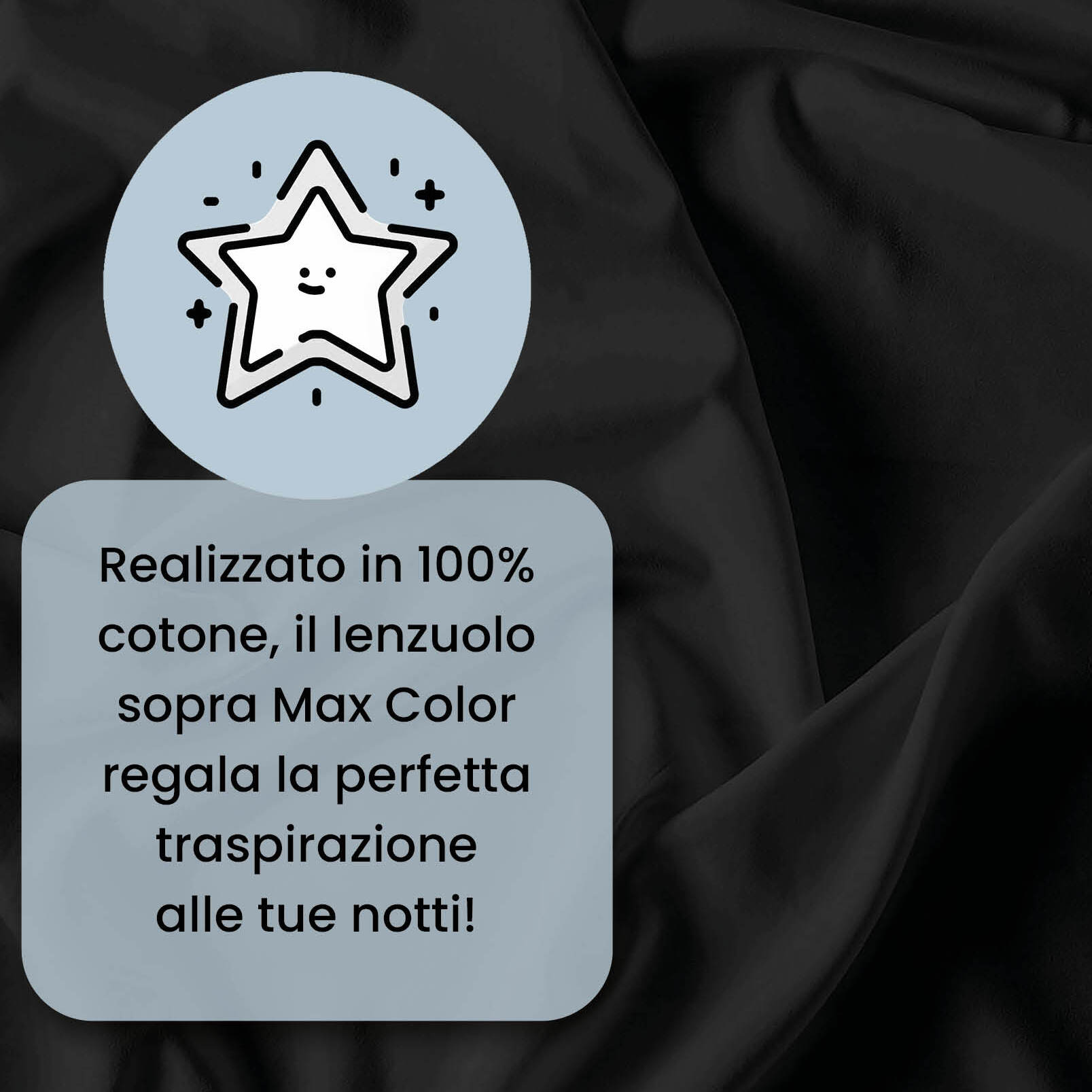 LENZUOLO SOPRA MAX COLOR, 100% Cotone, Tinta Unita, Made in Italy - NERO