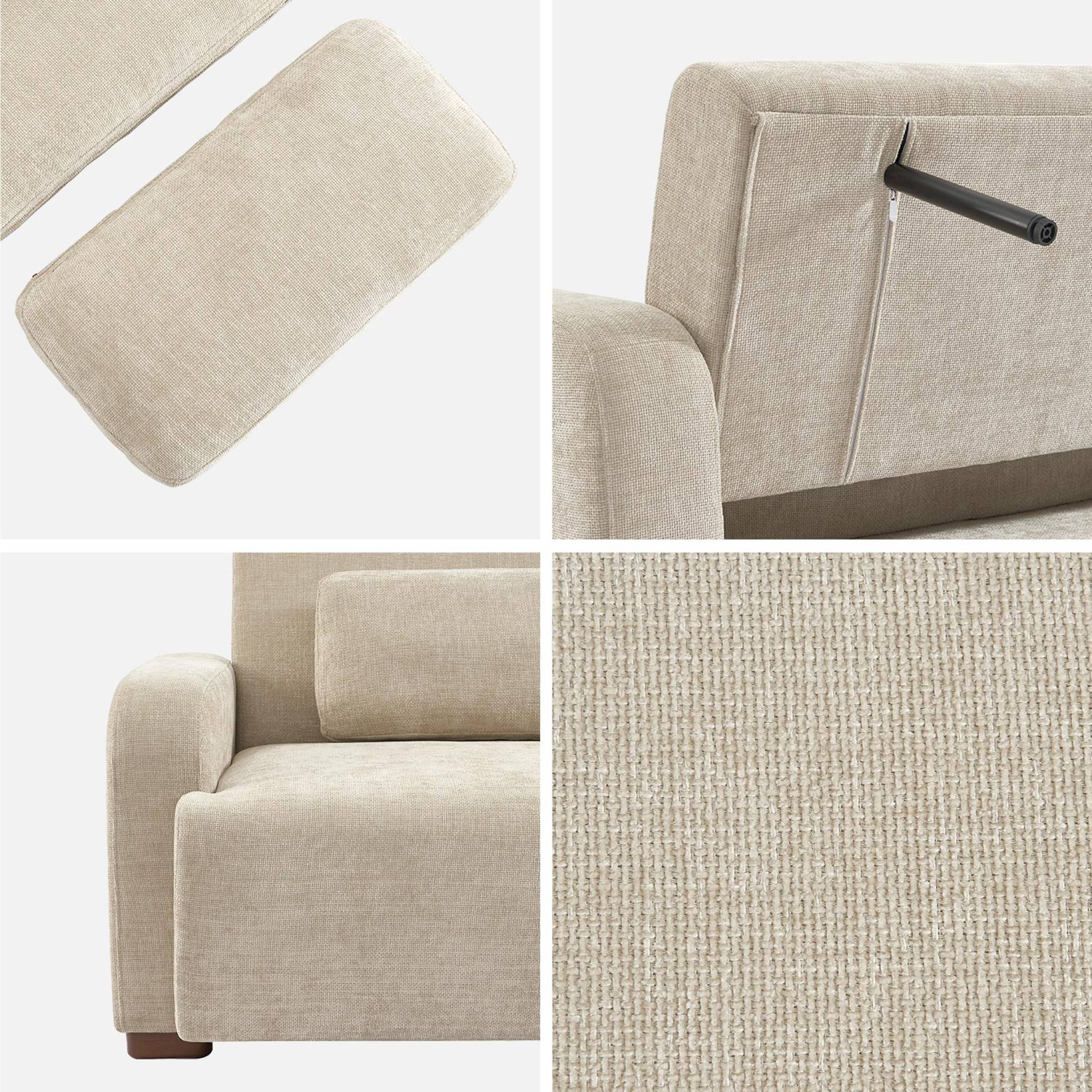 Canapé convertible 3 places tissu beige L 211 x P 92 x 85cm  - Dany