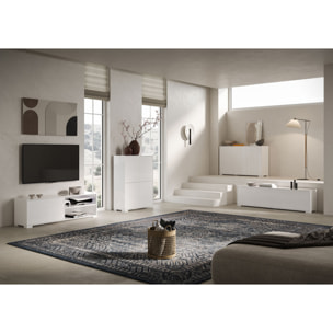 Buffet bas 3 portes 130x40x83 cm Lumina blanc brillant