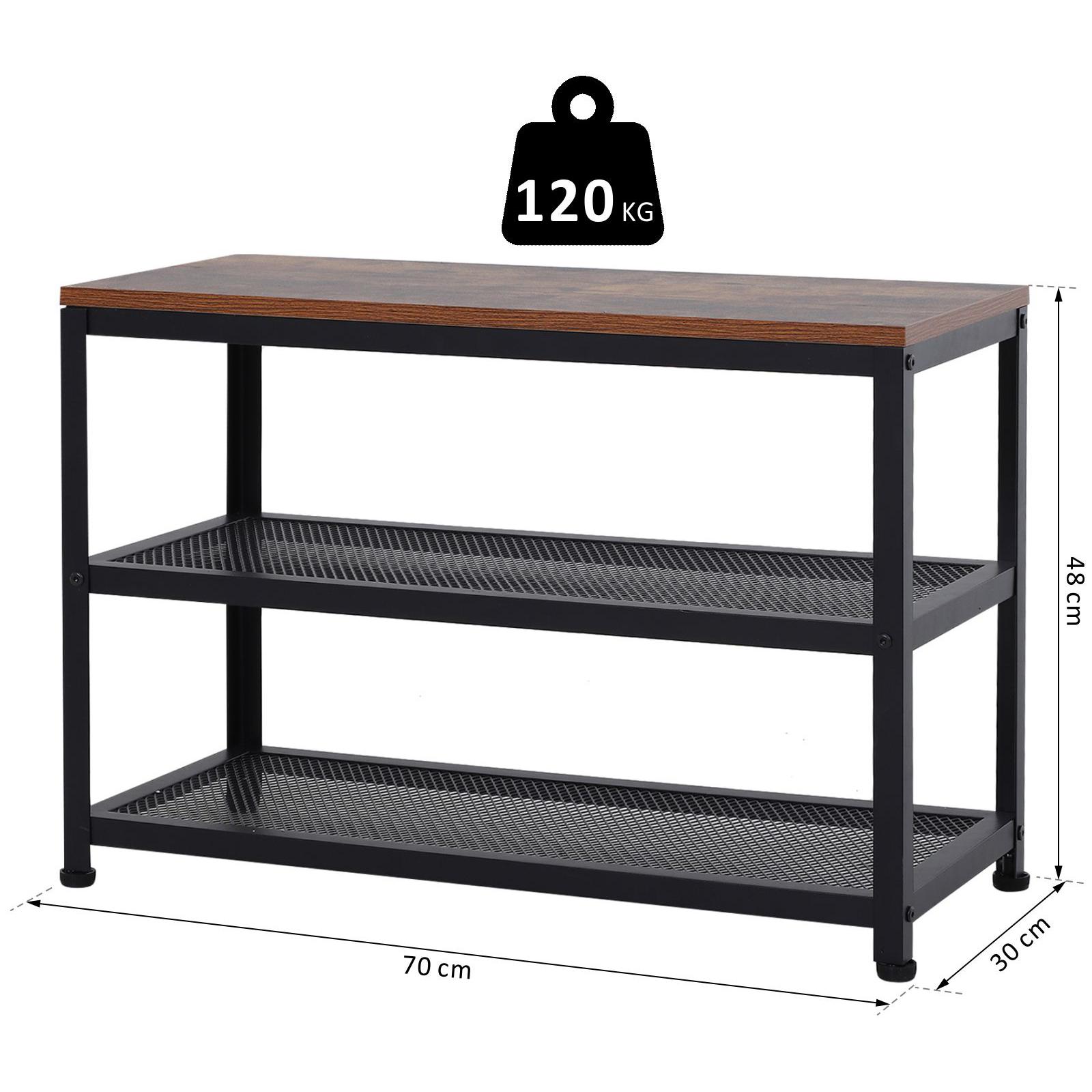 Zapatero para Recibidor con Asiento de Metal 70x30x48 cm Negro