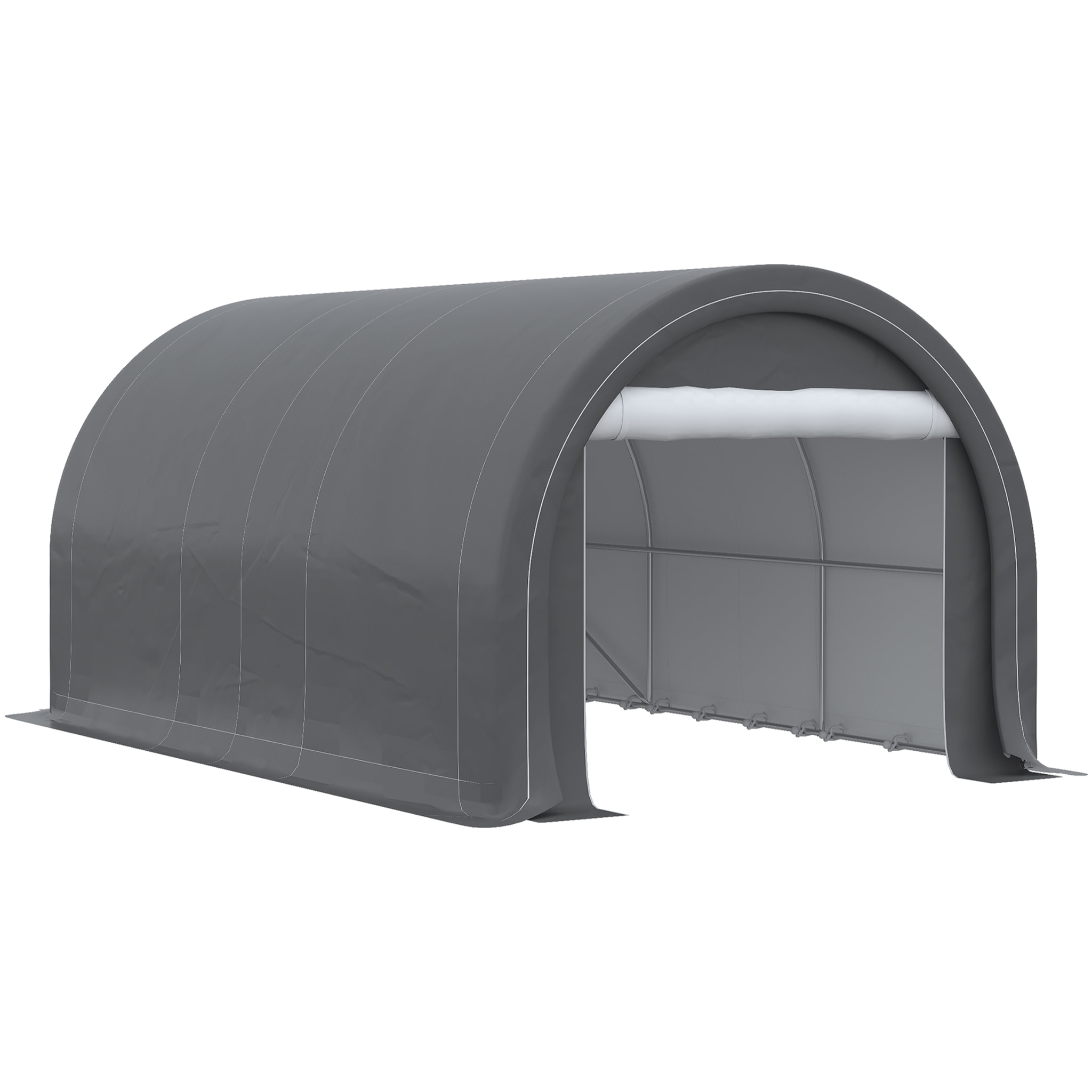 Garaje Exterior para Coche 5x3 m Carpa Garaje para Coche Anti-UV con Toldo de Tela PE Desmontable y Marco de Acero Galvanizado Gris