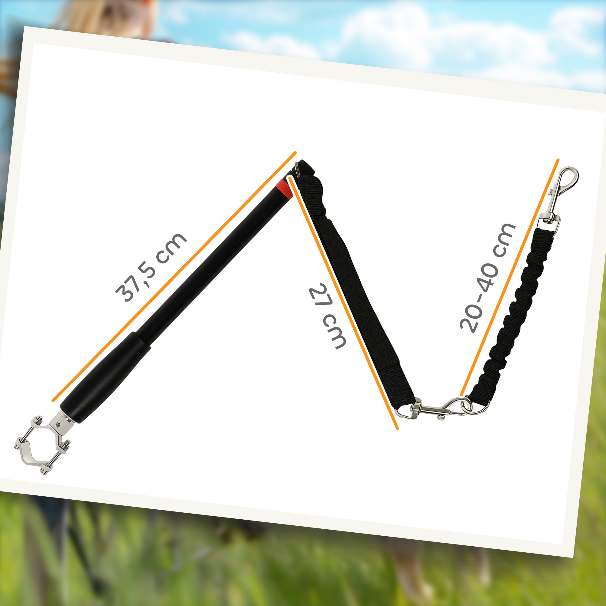 Laisse pour chien pour vélo 124 cm acier et polyester noir