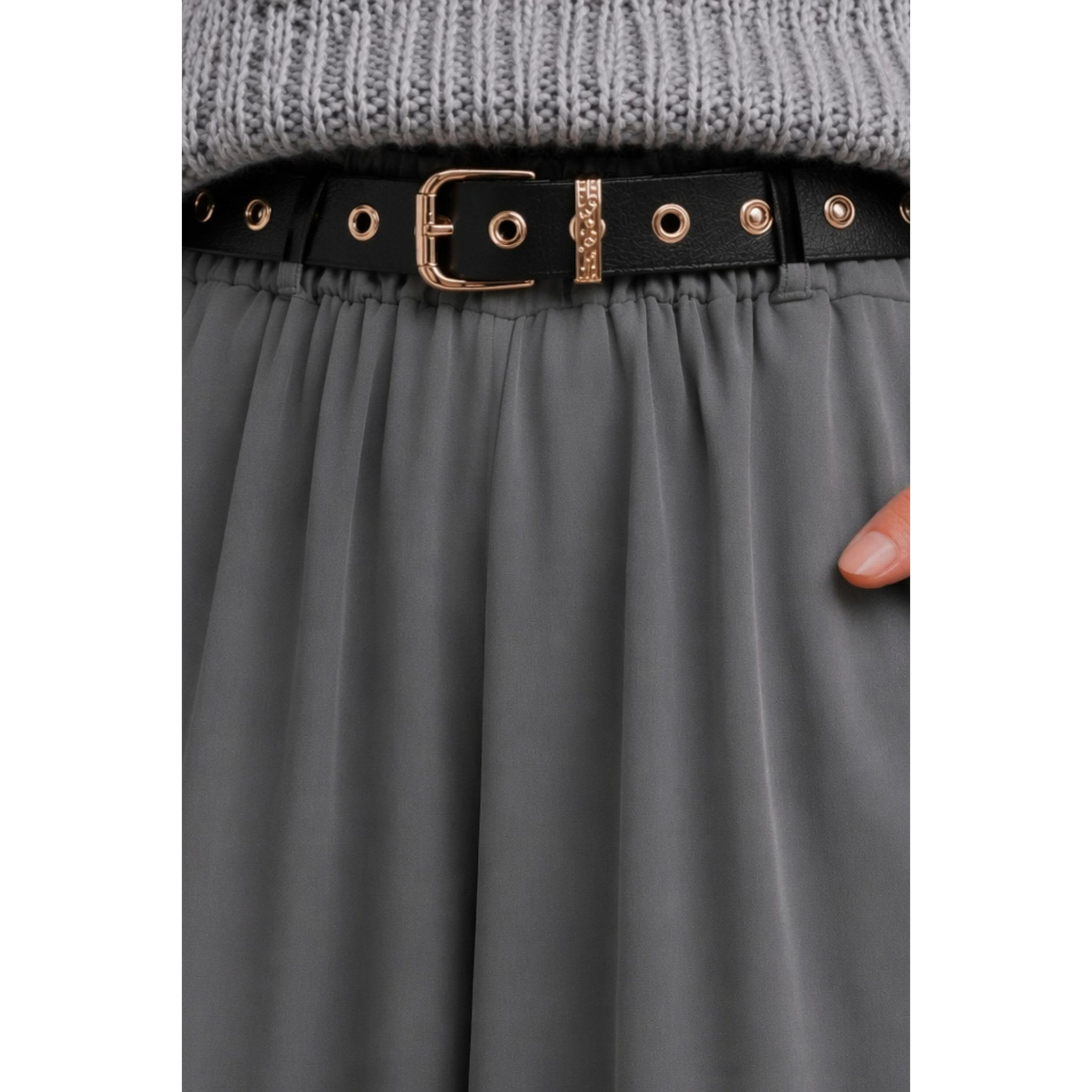 Kocca - Pantaloni a gamba larga in viscosa con vita alta Donna