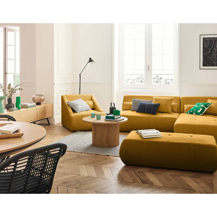 Onyx - canapé modulable d'angle droit - 5 places - en velours côtelé - Jaune