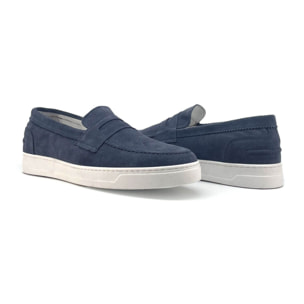 Zapatos Slip On para Hombre - Duca di Morrone Enea Suede Blue Jeans